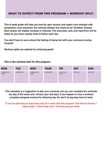 RECLAIM YOUR STRENGTH: 8 WEEK POSTPARTUM GUIDE